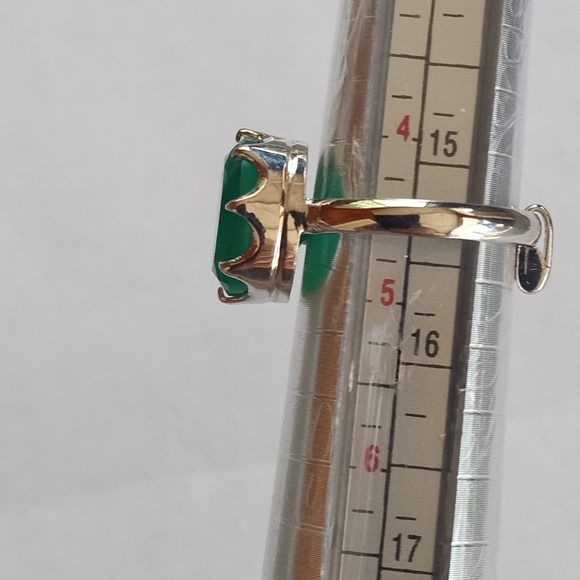 Silver 925 Green Onyx Adjustable Ring, Lever Back Earrings Set - Picture 6 of 10